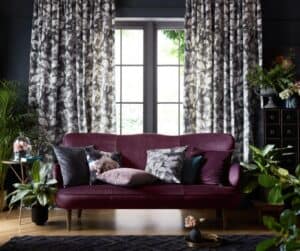 drapery and matching patterns in living room