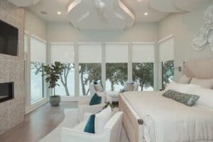 bedroom with genesis shades